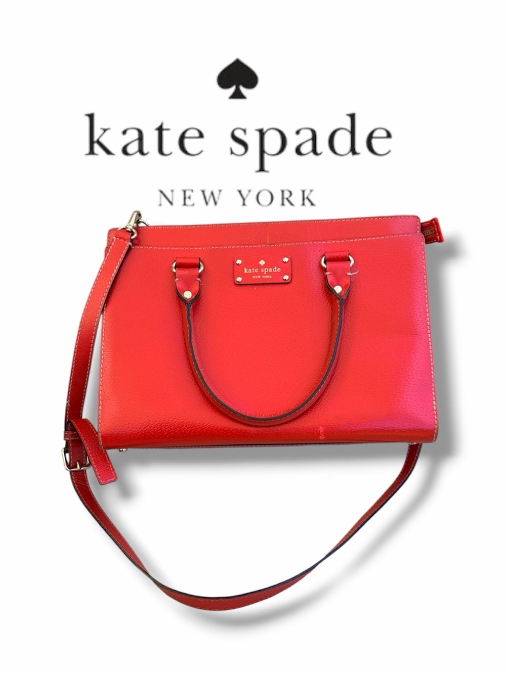 Kate Spade Red Leather Satchel Handbag Crossbody w/ Dust Bag WELLESLEY DURHAM